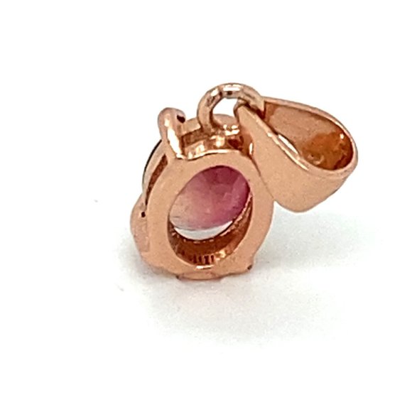 Red Tourmaline .80ct Rose Gold Silver Pendant - Picture 5 of 7